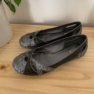 miu miu glittery flats with cut-outs